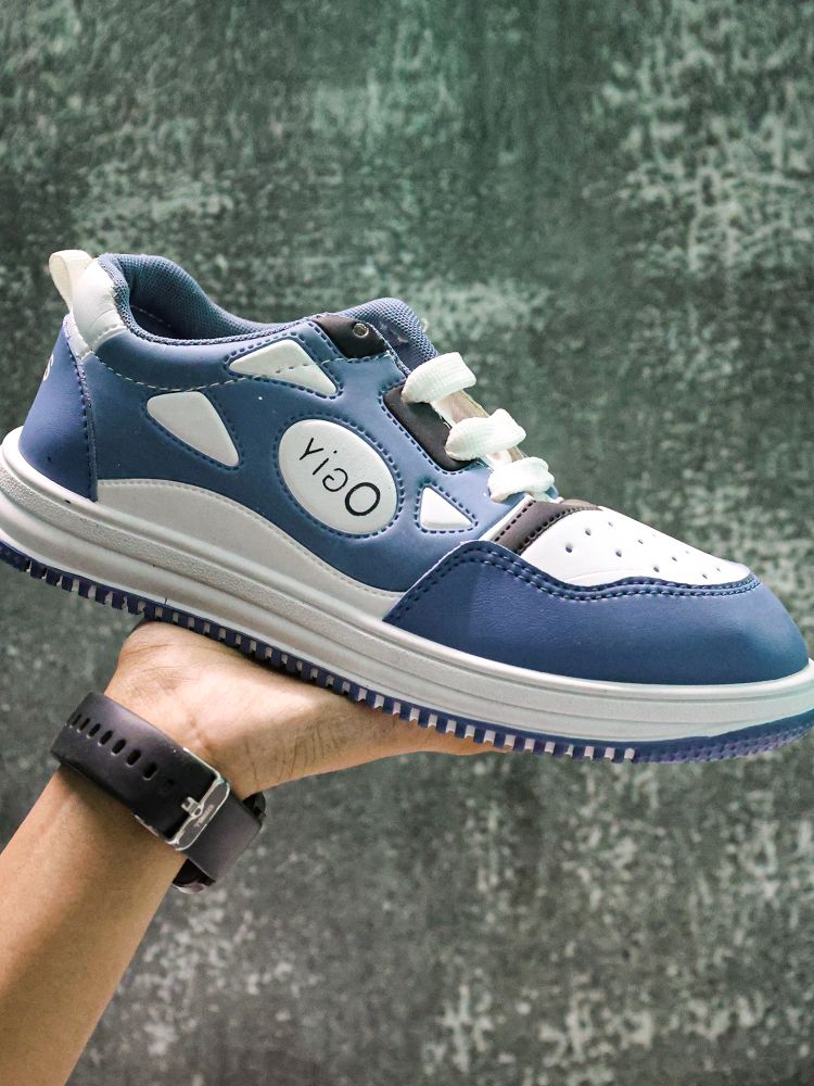 blue and white Boys sneaker